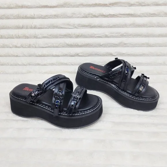Demonia Shoes Emily 02 Platform Bat Buckle Slip On Goth